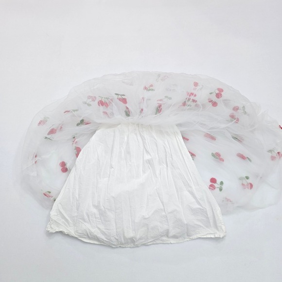 Lola + The Boys Girls White Cherry Embroidered Tulle Ruffle Dress Size 6 - Picture 4 of 11